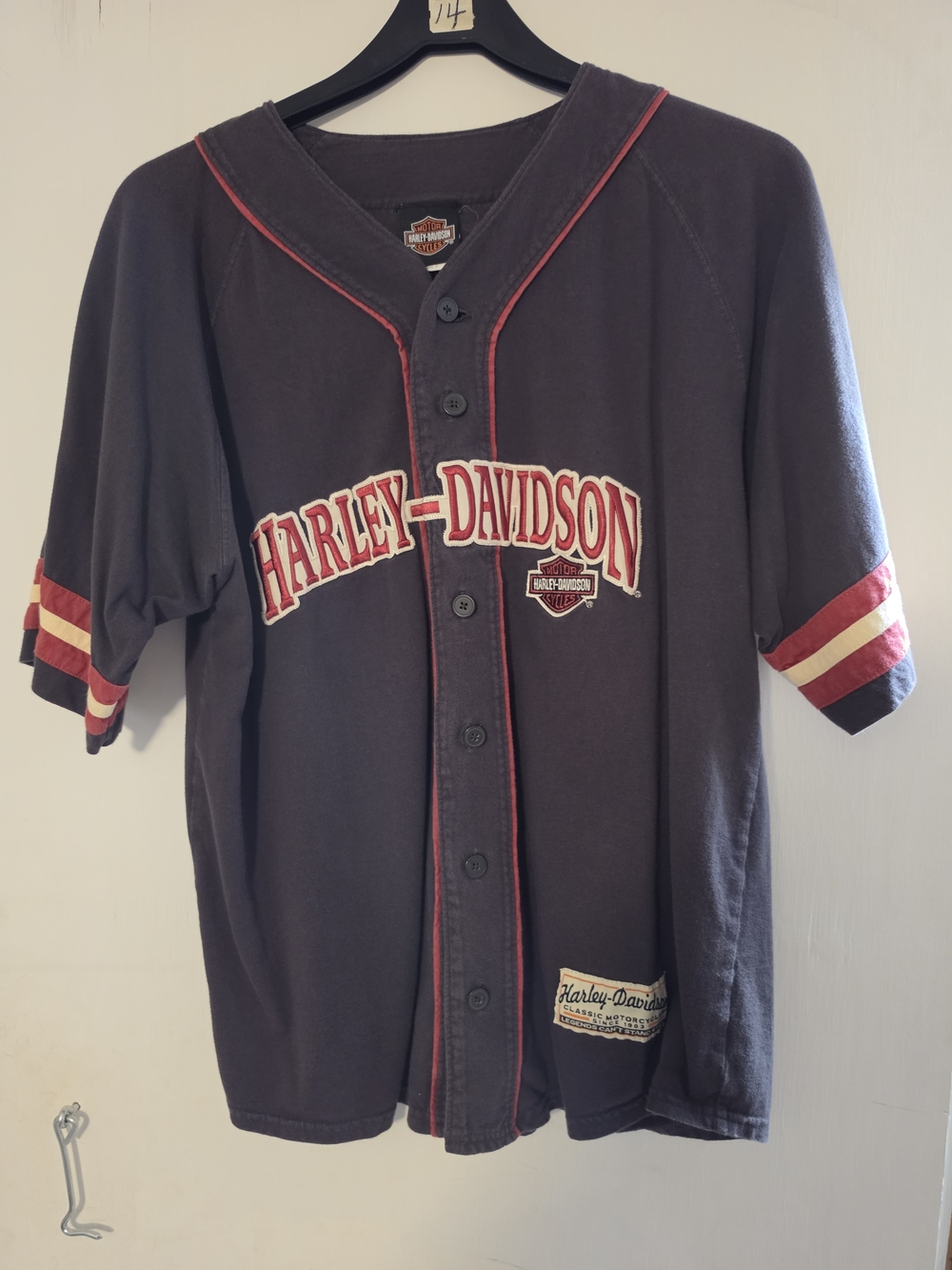 Harley-Davidson Black with Red Trim Baseball Jersey